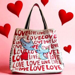 New Without Tags Brighton Canvas Love Print Tote Bag